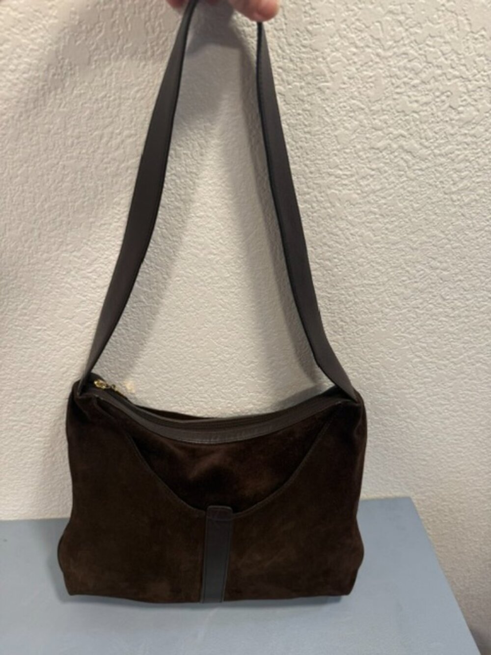 MAXX New York Brown Suede Leather Hobo Shoulder Bag Y2K